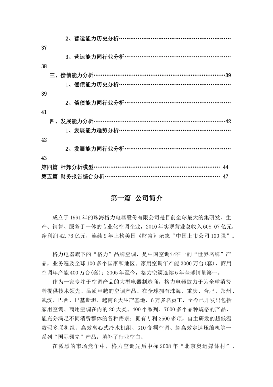 格力电器财务分析报告模板_第2页