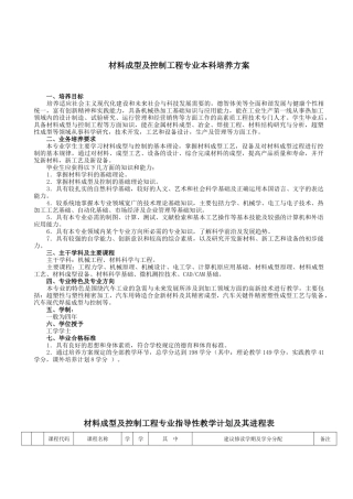 材料成型及控制工程培养方案