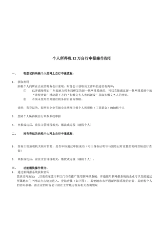 个人所得税网上自行申报操作指引