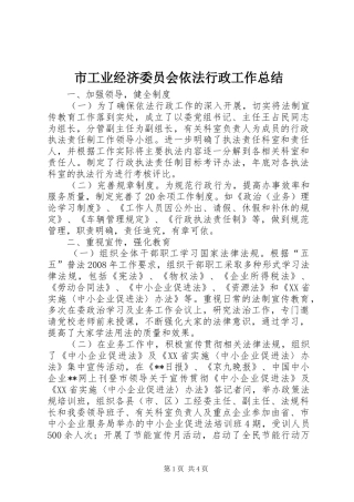 市工业经济委员会依法行政工作总结