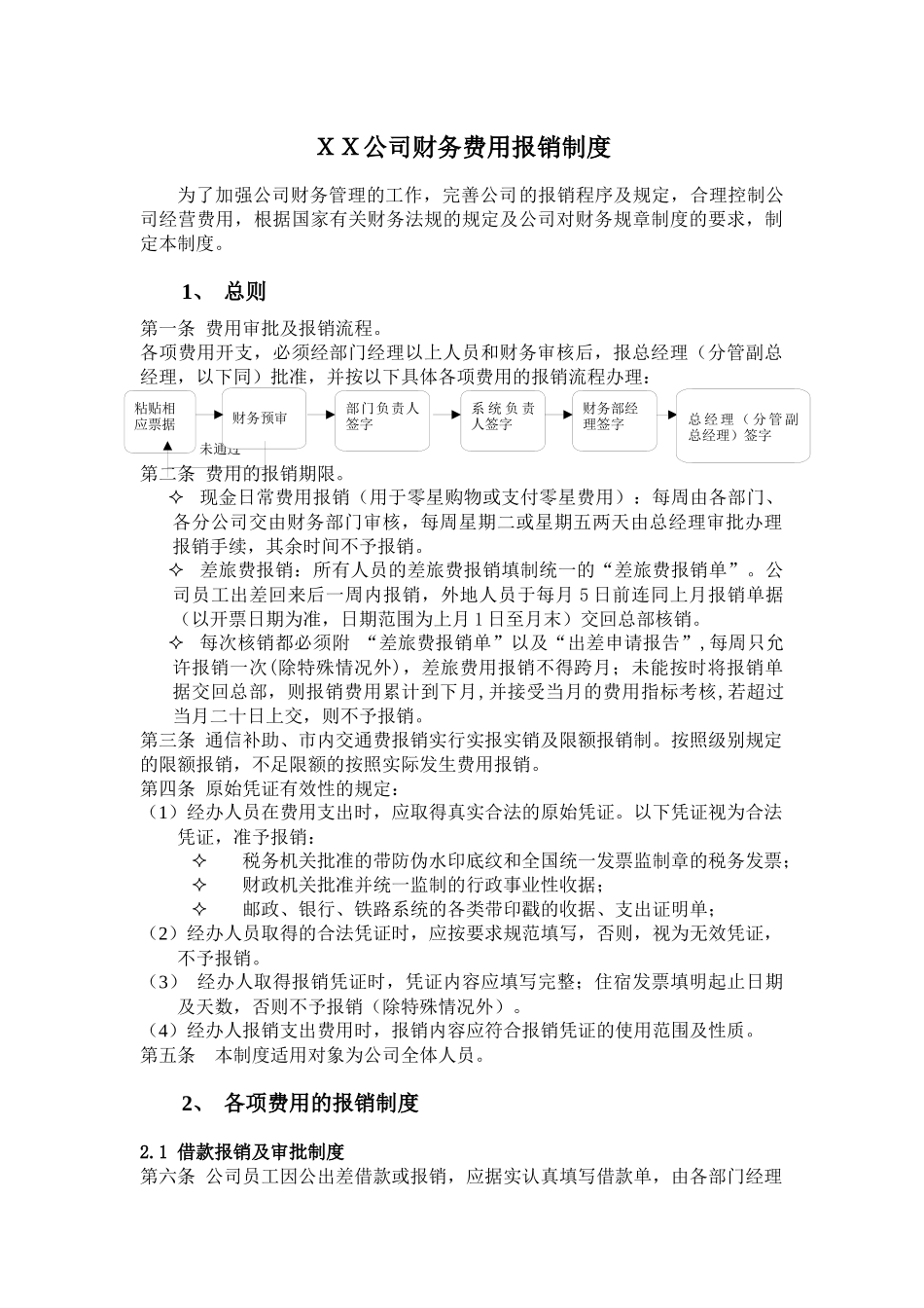 ＸＸ公司财务费用报销制度_第1页