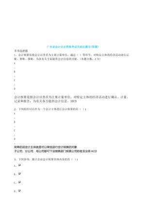 广东省会计从业资格无纸化考试
