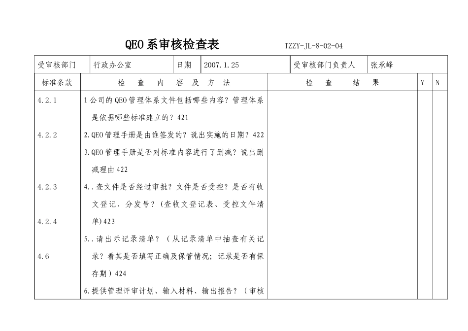 QEO一体化全套内审检查表_第1页