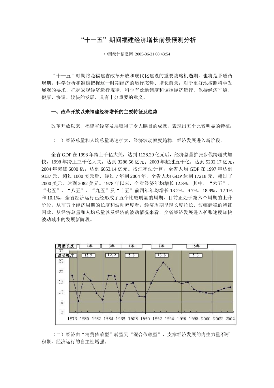 “十一五”期间福建经济增长前景预测分析_第1页