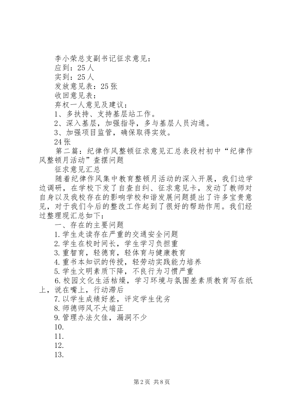 思想纪律作风整顿征求意见汇总_第2页