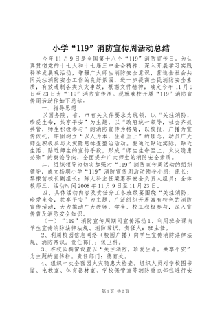 小学“119”消防宣传周活动总结