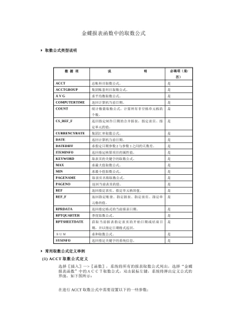 财务报表函数中的取数公式
