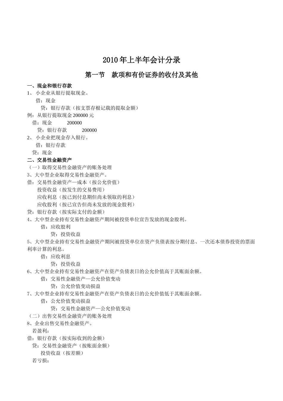 XXXX年上半年会计分录_第1页