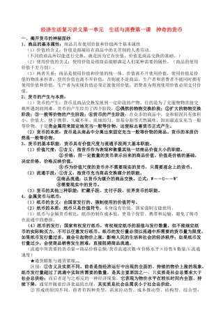 高中政治 经济生活知识点总结(全) 新人教版必修1