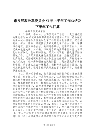 市发展和改革委员会XX年上半年工作总结及下半年工作打算