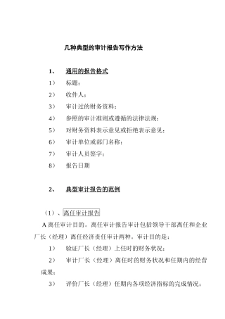 典型的审计报告范例