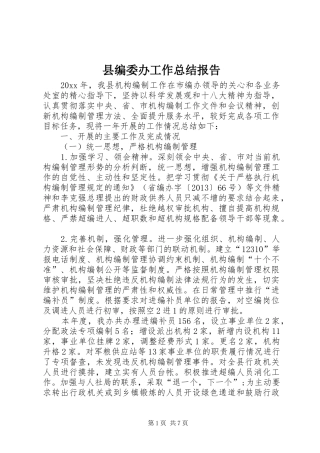 县编委办工作总结报告