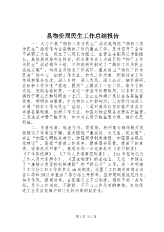 县物价局民生工作总结报告