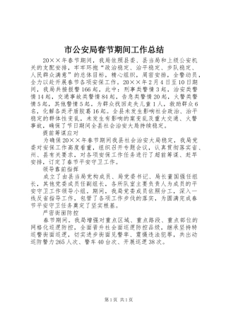 市公安局春节期间工作总结