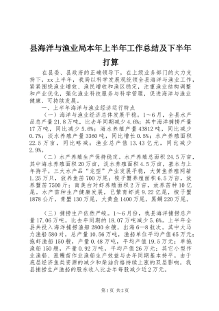 县海洋与渔业局本年上半年工作总结及下半年打算