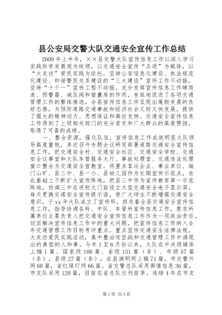 县公安局交警大队交通安全宣传工作总结