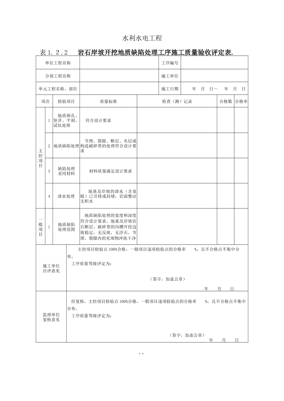 XXXX新规范水利水电工程施工质量评定表样表(下)_第2页
