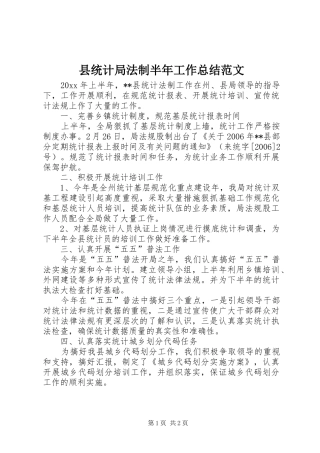 县统计局法制半年工作总结范文