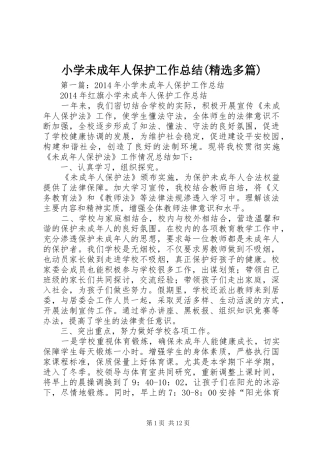 小学未成年人保护工作总结(精选多篇)