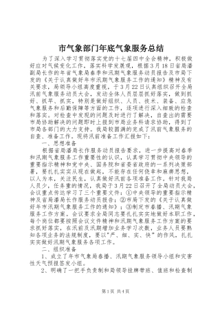 市气象部门年底气象服务总结