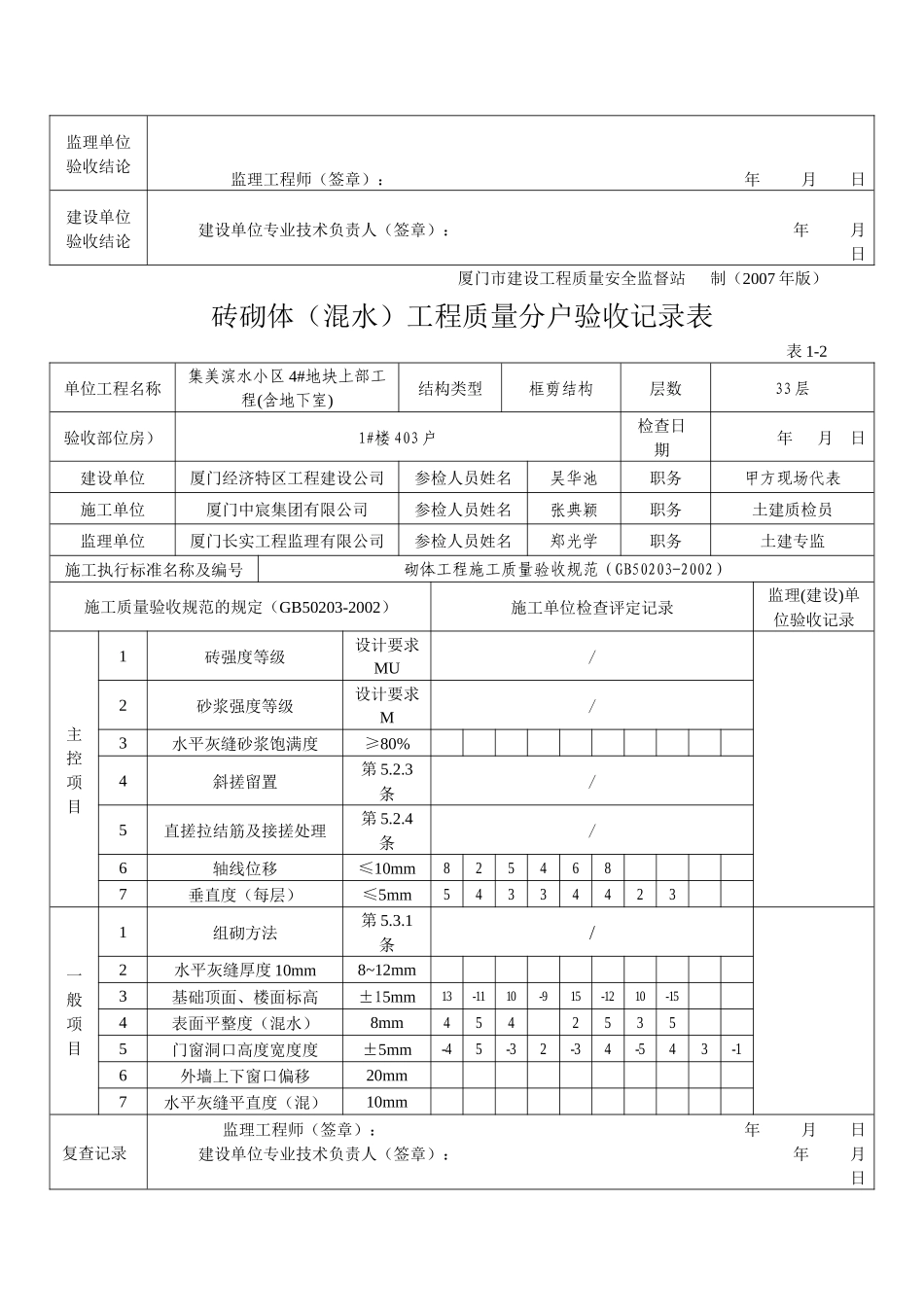 表1-2砖砌体(混水)工程质量分户验收记录表_第3页