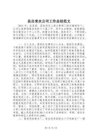 县自来水公司工作总结范文