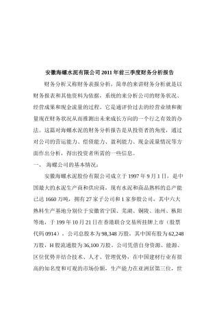 安徽某公司季度财务分析报告