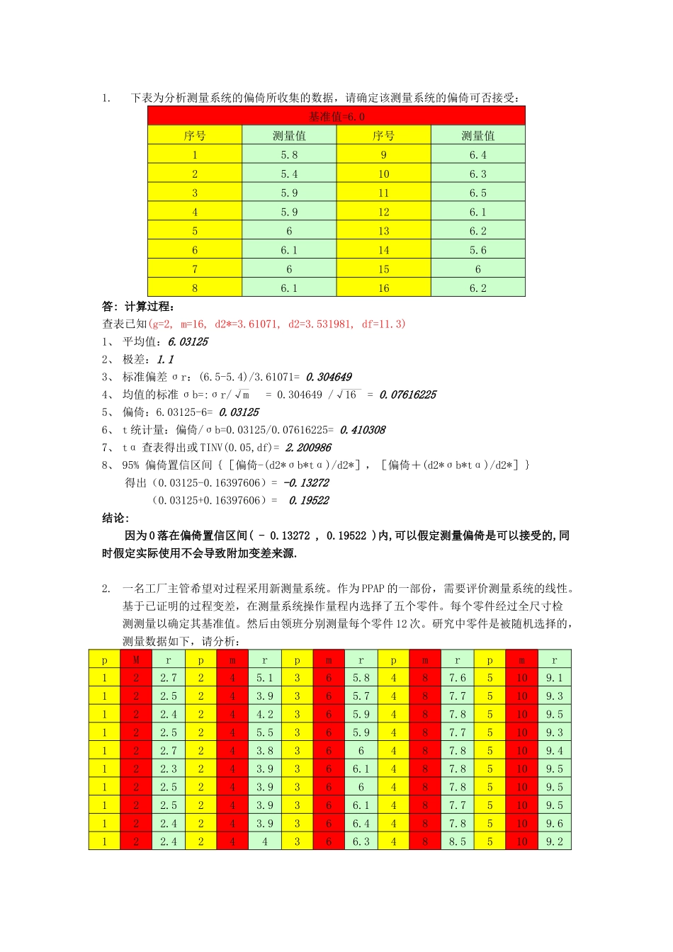 测量系统分析第三版测试题_第2页