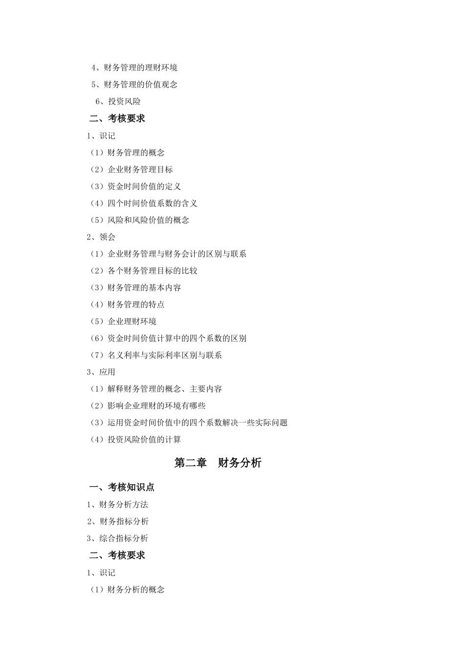 XXXX年专插本-《财务管理》考试大纲_第2页