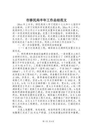 市移民局半年工作总结范文