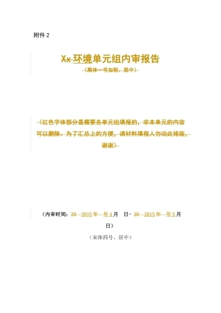 环境单元组内审报告(XXXX)