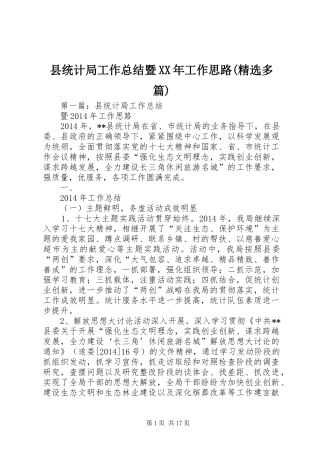县统计局工作总结暨XX年工作思路(精选多篇)