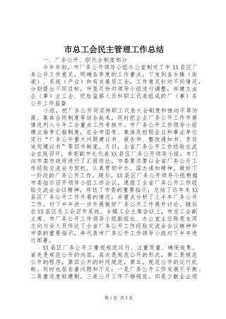 市总工会民主管理工作总结