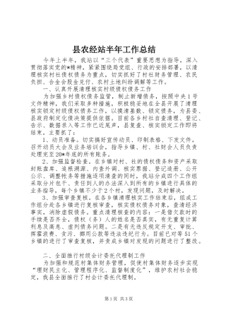 县农经站半年工作总结