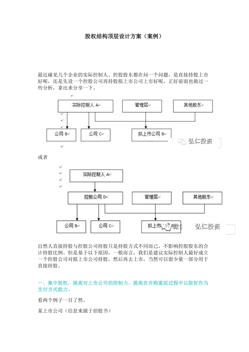 股权结构顶层设计方案_第1页