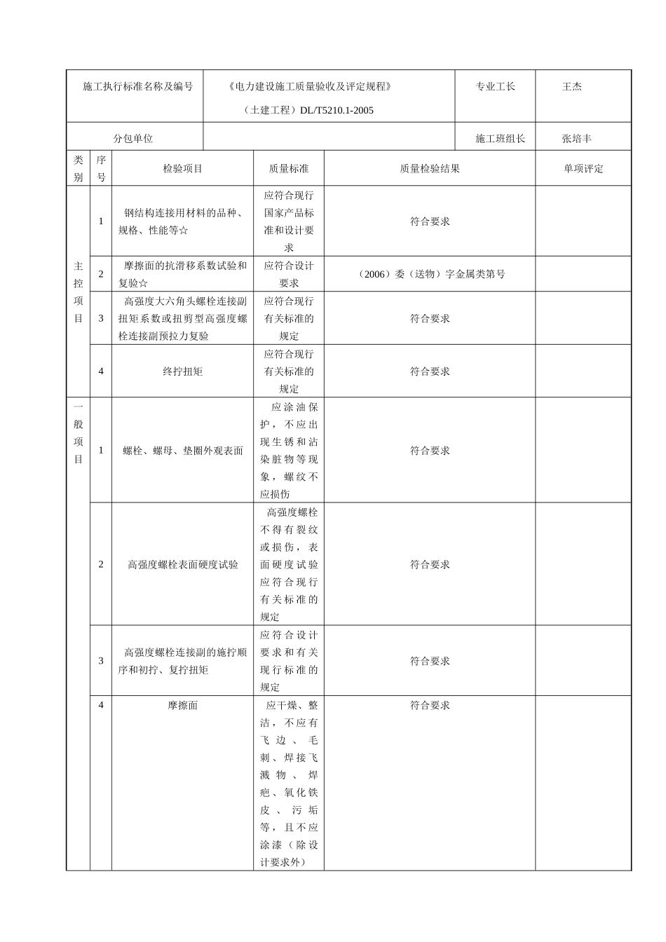 高强度螺栓连接工程质量检验评定表_第2页