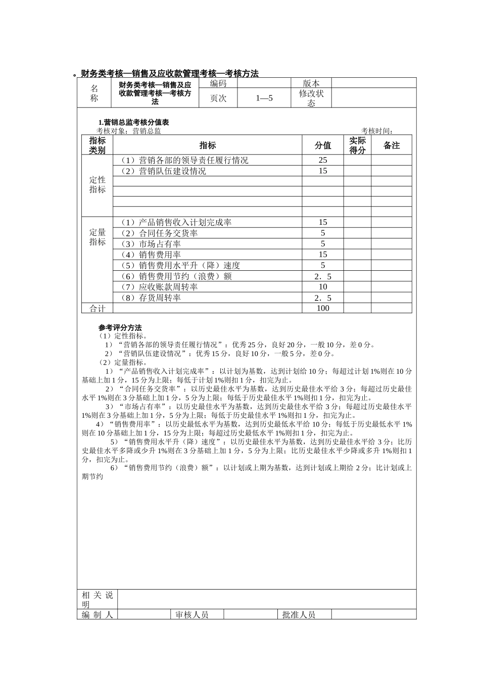 财务类考核—销售及应收款管理考核_第1页