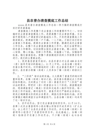 县农普办清查摸底工作总结