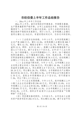 市经信委上半年工作总结报告