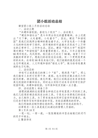 团小组活动总结