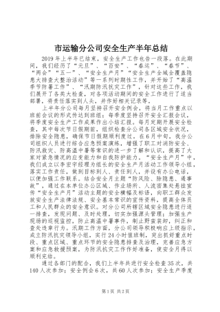 市运输分公司安全生产半年总结