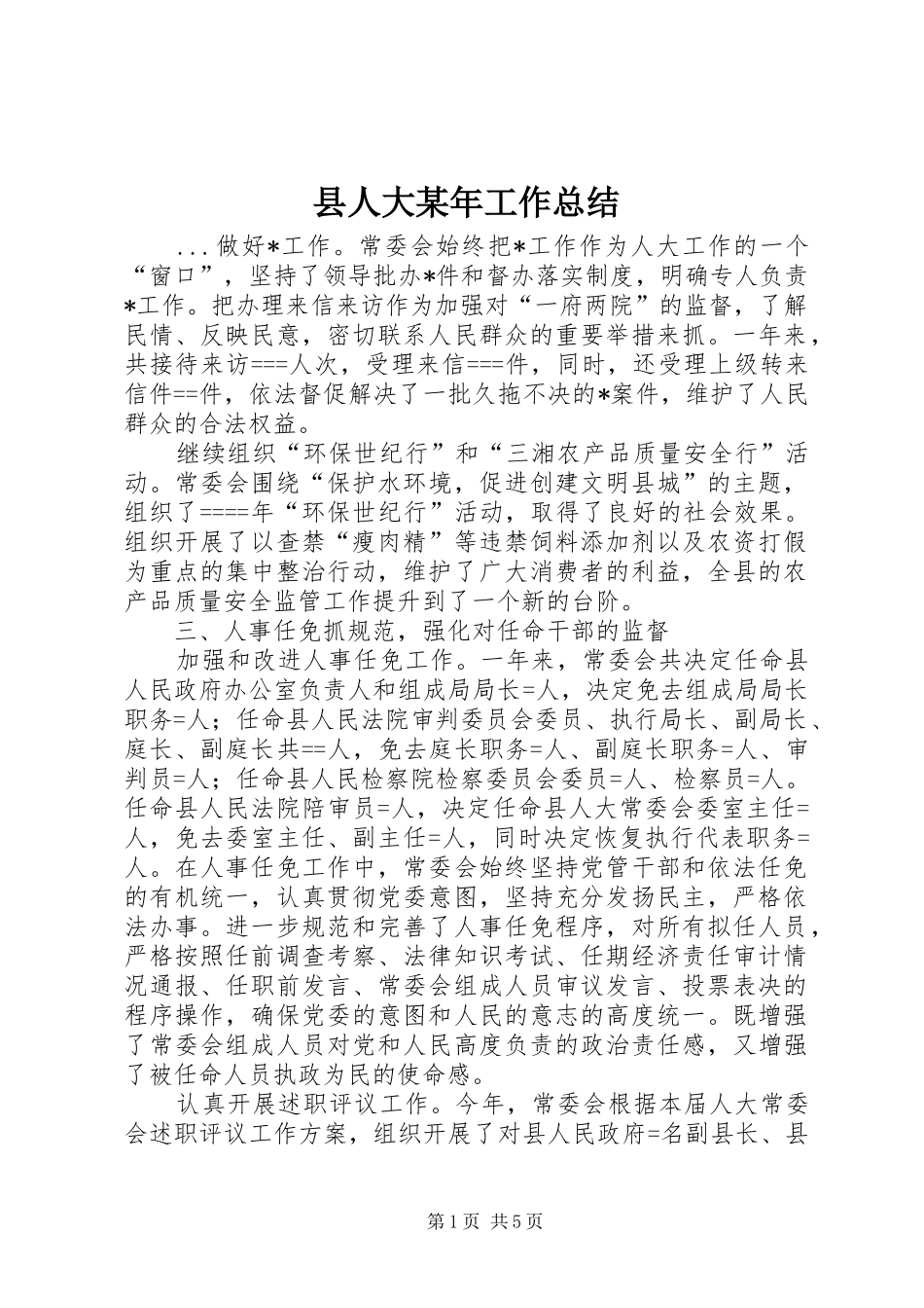县人大某年工作总结_第1页