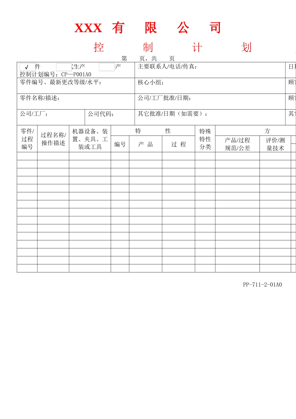 APQP控制计划_第1页