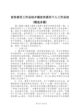 宣传委员工作总结乡镇宣传委员个人工作总结(精选多篇)