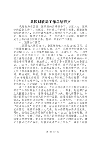 县区财政局工作总结范文