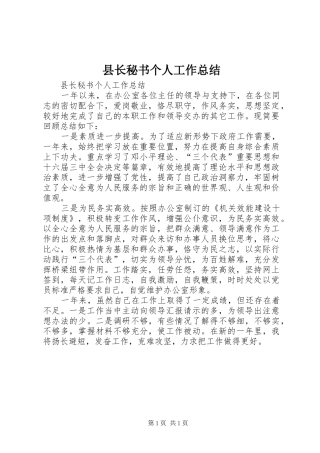 县长秘书个人工作总结