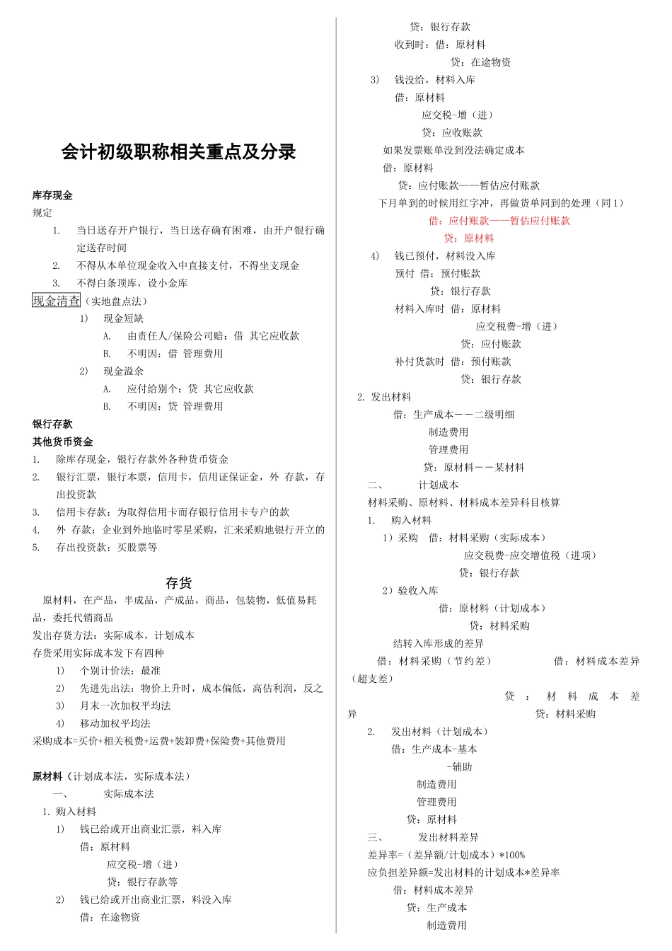 会计初级职称相关重点_第1页
