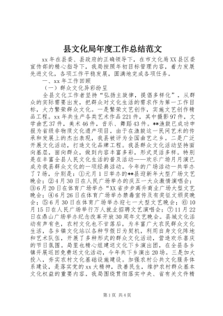 县文化局年度工作总结范文
