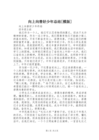 向上向善好少年总结[模版]
