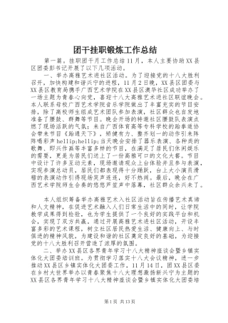 团干挂职锻炼工作总结